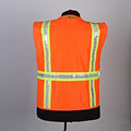 Safety Vest, Solid Polyester 6 Pocket with Stripes, Orange